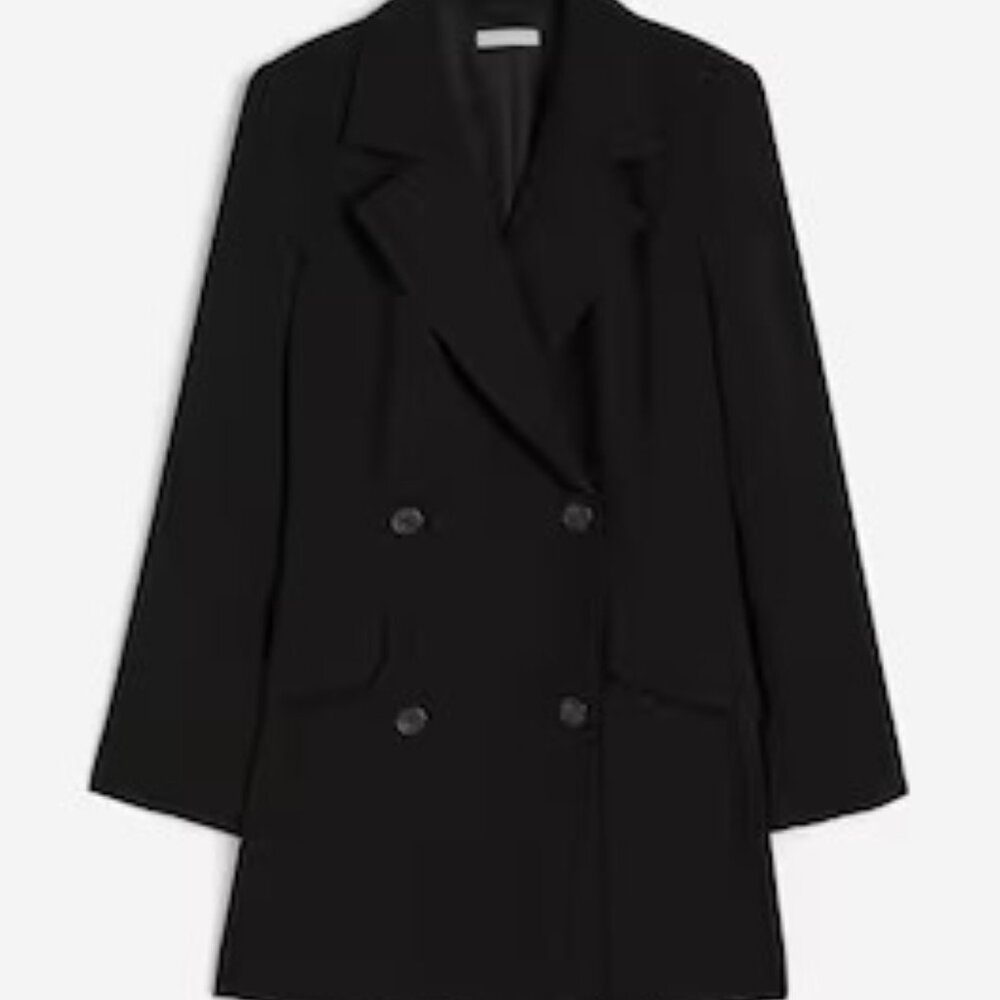 H&M Double Breasted Plus Size Women's Black Jacket Dress XXL NWT